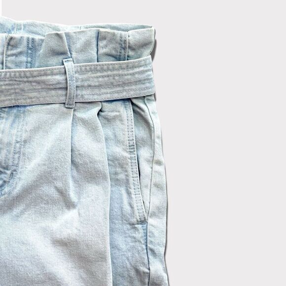 a new day Paperbag High Waist Tapered Jeans With Belt Light Blue Wash Sz 12 - Picture 5 of 11